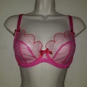 Agent Provocateur Lorna bra bright pink with red trim NWT